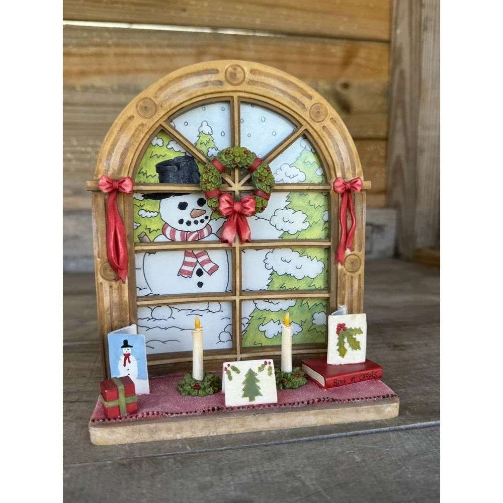 Windows our America candle holder tea‎ light vintage as is snowman Xmas decor
